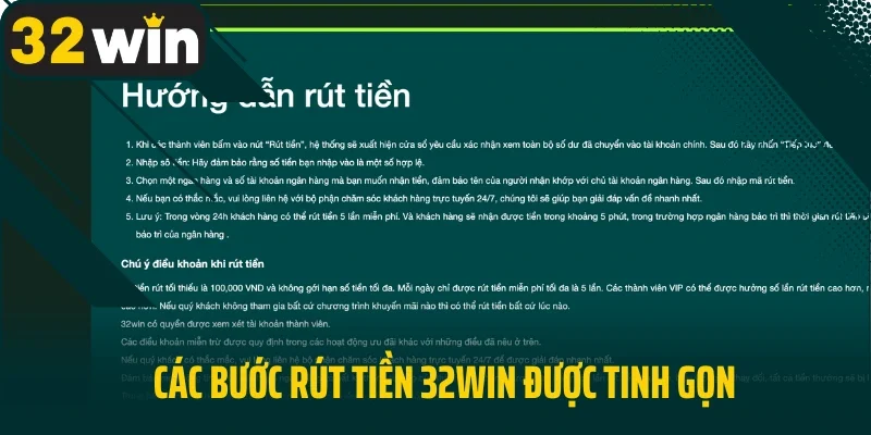 Các bước rút tiền 32Win được tinh gọn